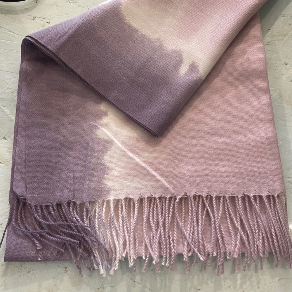 Cashmere ombre tie dye shawl scarf wrap in shades of purple